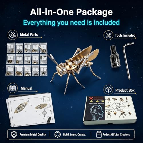 Steampunk Cricket 3D Metal Puzzle Model (160 Count)