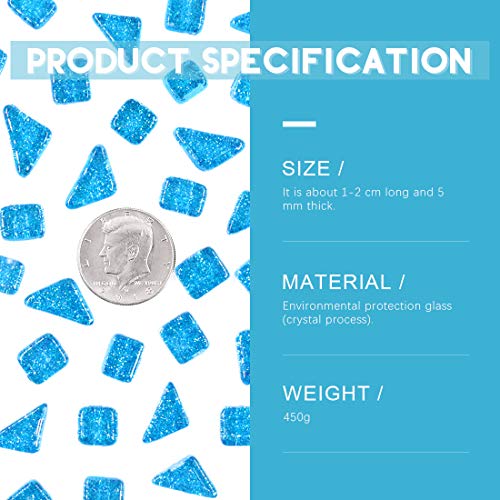 1 Pound Seablue Shine Crystal Series Mosaic Tiles Assortment Kit (15.87 Ounce)