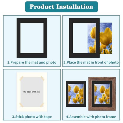 11x14 Black Picture Mats with Core Bevel Cut Frame Mattes for 8.5x11 Pictures