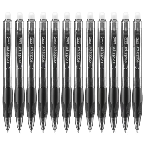 Erasable Pens Click Fine Point 0.7 mm Retractable Erasable Gel Pens for Completing Sudoku and Crossword Puzzles 12 Pack (12 Count)