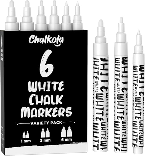 6 White Liquid Chalk Markers for Window Blackboard