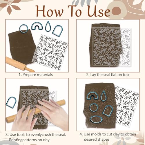Lily of The Valley Polymer Clay Texture Sheets Flowers Silicone Texture Stamp Clay Texture Mat Modeling Pattern Pad Texture Sheets for Polymer Clay Jewelry and Clay Earrings Tools