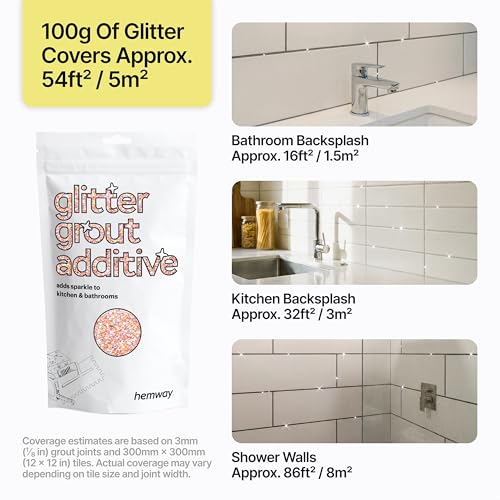 Rose Gold Holographic Glitter Grout Additive 100g Metallic Flakes (35 Ounce)