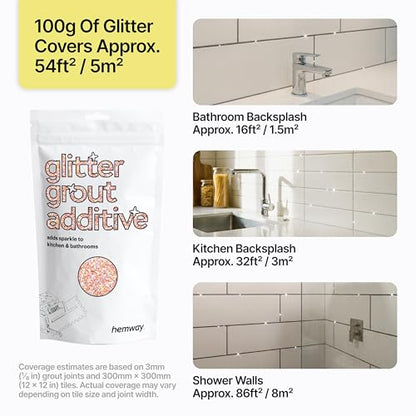 Rose Gold Holographic Glitter Grout Additive 100g Metallic Flakes (35 Ounce)