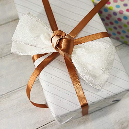 Glitter Wired Ribbon 2.5" x 10 Yards White for Christmas Home Decor Bow Gift Wrapping DIY Crafts Wreath (30 Foot)