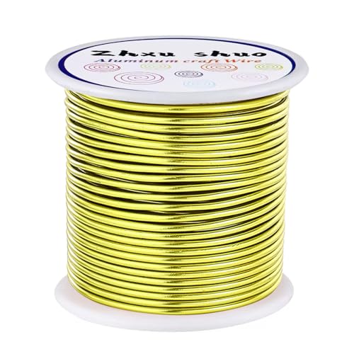 12 Gauge(2mm) Aluminum Wire 35 Yards Anodized Metal Wire for Bonsai Armature Crafting Sculpting Jewelry Craft Making Beading Floral (Yellow, 12 Gauge) (105 Foot)