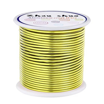 12 Gauge(2mm) Aluminum Wire 35 Yards Anodized Metal Wire for Bonsai Armature Crafting Sculpting Jewelry Craft Making Beading Floral (Yellow, 12 Gauge) (105 Foot)