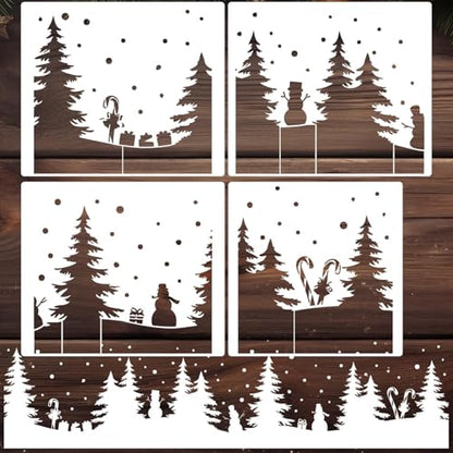 Christmas Window Stencils for Glass 53.1" Window Snow Spray Stencils