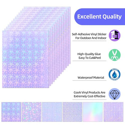 36 Sheets Holographic Laminating Sheets Clear Self Adhesive Sticker Paper (36 Count)