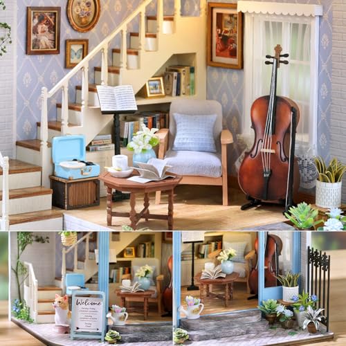 DIY Miniature Dollhouse Kit with Furniture Plus Dust Proof & Music Movement
