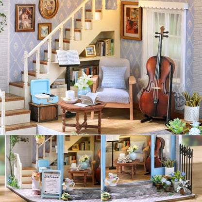DIY Miniature Dollhouse Kit with Furniture Plus Dust Proof & Music Movement