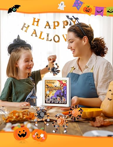 Halloween Toy Gifts for Kids Transformable Fidget Spinners for Adults Stress Relief Sensory Toys for Boys and Girls Fidget Toys Black Orange Halloween Party Decorations (4 Count)