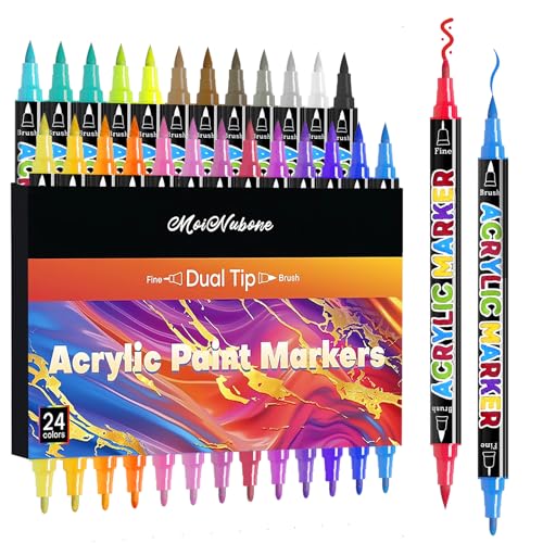 24 Colors Dual Tip Acrylic Paint Markers