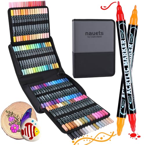 100 Colors Precision Dual Tip Acrylic Paint Markers Pens (100 Count)