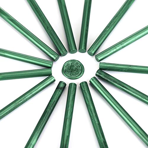 15Pcs Metallic Green Glue Gun Sealing Wax Sticks for Wax Seal Stamp (15 Count)