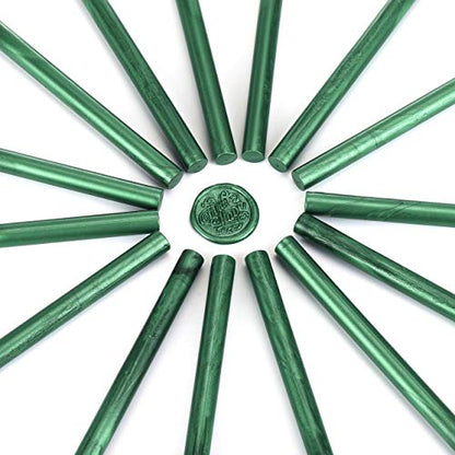 15Pcs Metallic Green Glue Gun Sealing Wax Sticks for Wax Seal Stamp (15 Count)