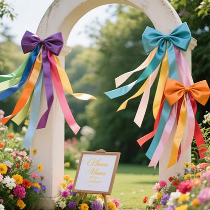 3/8 Double-Faced Satin Ribbon 50 Yards Set,“Morning Meadow”–10 Nature Colored Ribbon for Flower Bouquet, Gift Wrapping, DIY Crafts, New Year Easter Wedding Party Spring Decor, Hair & Bows (150 Foot)