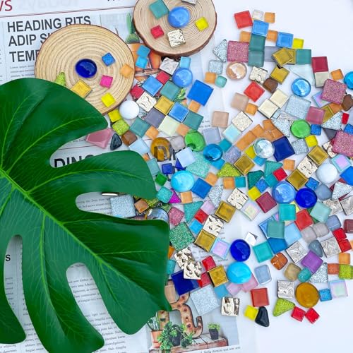 1.1 LB Irregular Glass Mosaic Tiles for Creative Crafts (17.6 Ounce)