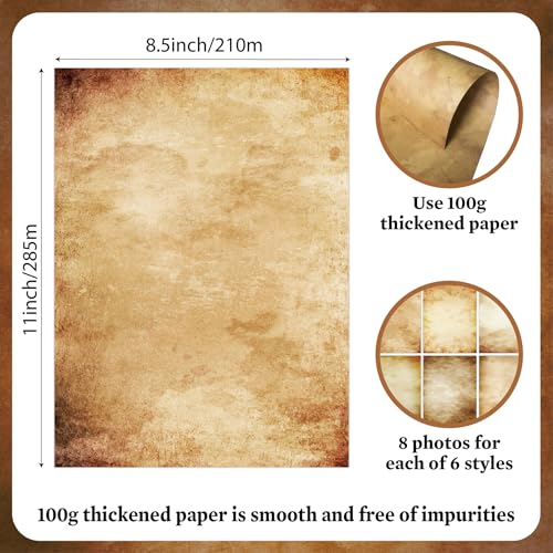 48 Sheets Vintage A4 Aged Parchment Paper