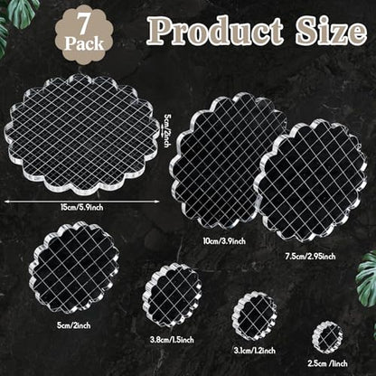 7 Pcs Acrylic Stamp Blocks Set Clear with Grid Lines