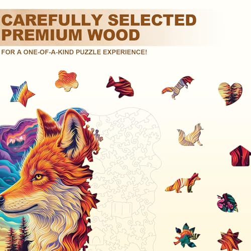 Colorful Star Wolf Puzzles Adults Gifts for Women Men Wooden 290 Pieces 13.4 * 13.4in