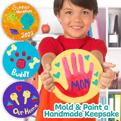 Sand Dough Sculpt & Paint Creations! Mold Your Own Hand Print Stone