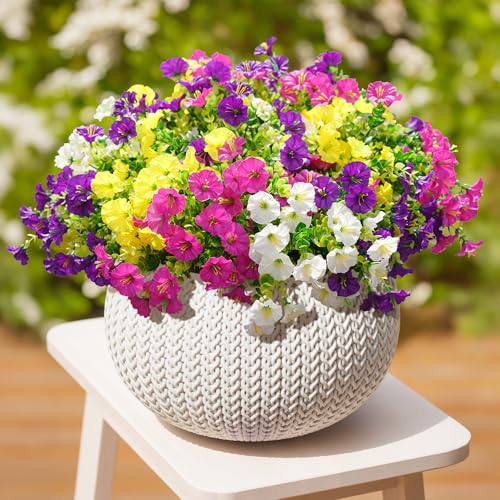 Artificial Flowers Fake Plants for Outdoors Decoration (12 Count)