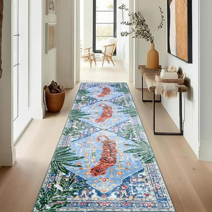 Oriental Tropical Hallway Runner Rug 2x8 Washable