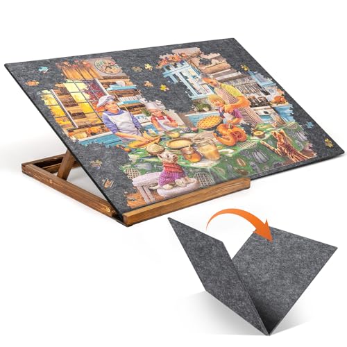 Foldable Jigsaw Puzzle Board with 3 Angle Adjustable Bracket