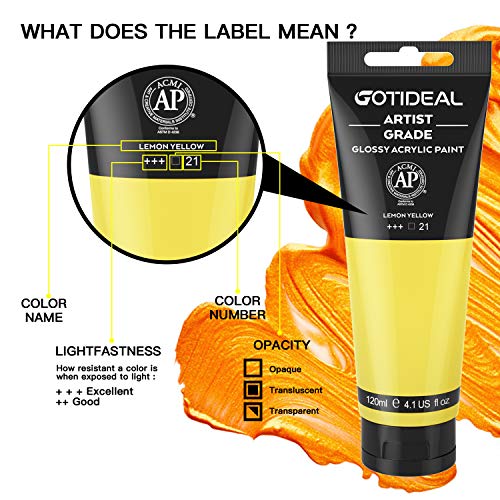 Acrylic Paint Lemon Yellow Tubes (4.1 Fl Oz)
