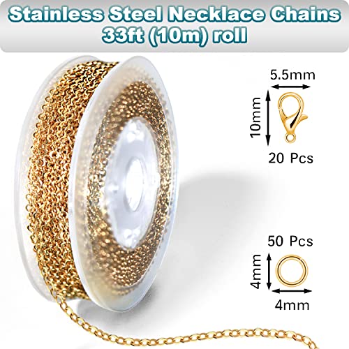 33ft Gold Chain for Jewelry Making Non
