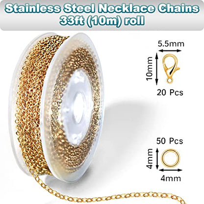 33ft Gold Chain for Jewelry Making Non