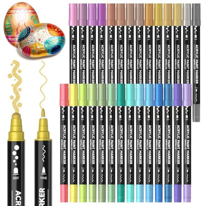 28 Metallic Dot & Fine Tip Acrylic Paint Markers (28 Count)