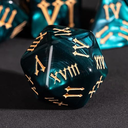 7 Die DND Dice Set Polyhedral Dice Set with a Leather Dice Bag (7 Count)