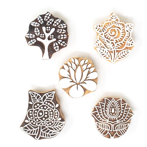 Floral Wood Printing Stamp (5 Count)