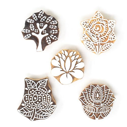 Floral Wood Printing Stamp (5 Count)
