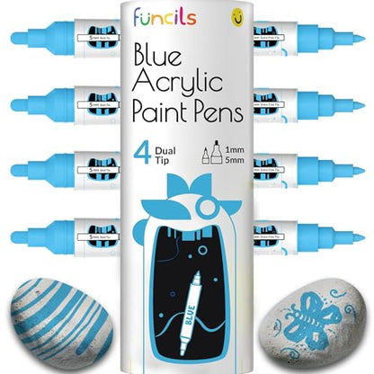 4 Acrylic Dual Tip Blue Paint Marker Pen Metallic