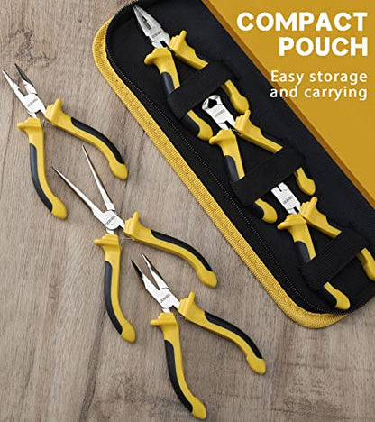 6 Pcs Mini Pliers Set for Making Crafts Repairing with Pouch (6 Count)