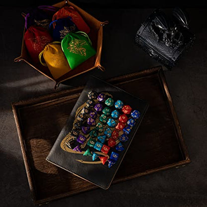 DND Dice Set 42 Pcs Polyhedral Dungeons and Dragons Rolling Dice for D&D RPG MTG Table Games Dice Bulk with Colorful Drawstring Bags and Dice Tray (49 Count)