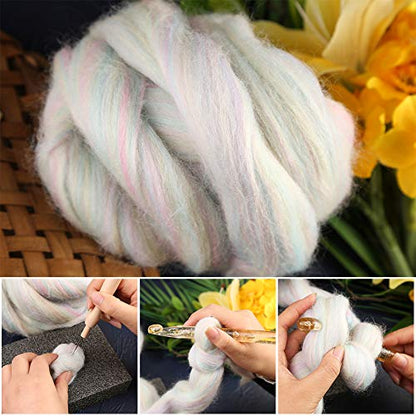3.53oz Needle Felting Wool Roving for Needle Felting Mixcolor Felting Wool (3.53 Ounce)