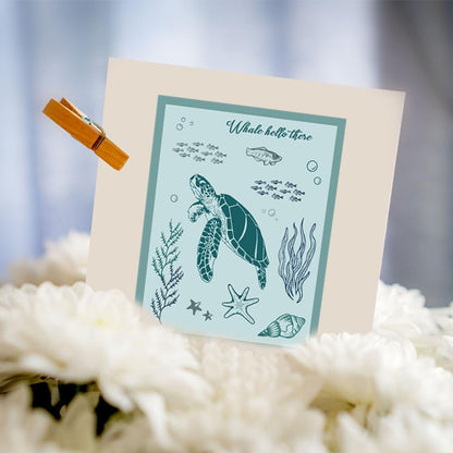 11.7 x 8.3 inch Sea Turtle Clear Stamps for Card Making Marine Organism Rubber Stamps Background Stamps for Card Making Holiday DIY Handmade Decoration Scrapbooking journaling Stamps - Crafty Corner