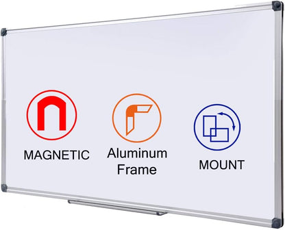 48 x 24-in Magnetic Dry Erase Board with Pen Tray| Aluminum Frame Portable Wall Large Whiteboard Message Presentation Board for Office & Classroom