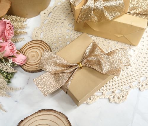 Glitter Wired Ribbon 1.5" x 10 Yards Gold (30 Feet)