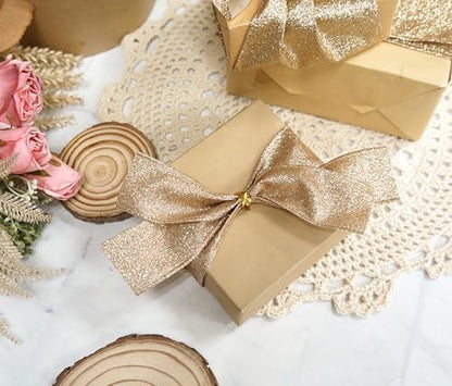 Glitter Wired Ribbon 1.5" x 10 Yards Gold (30 Feet)