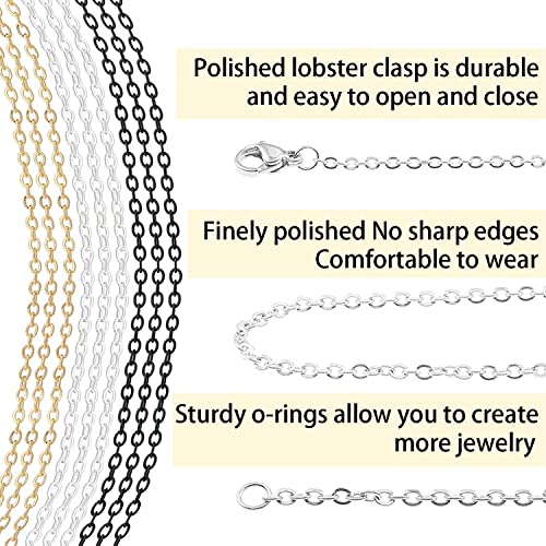 30ft Jewelry Making Chains Bulk 2mm Necklace Chains for Jewelry Making Supplies (3 Count)