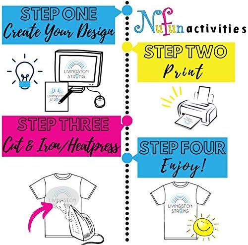 NuFun Activities Inkjet Printable Iron-On Heat Tshirt Transfer Paper 11x17 (12, Light Fabrics)