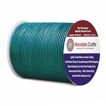 1.5mm Teal Waxed Cord
