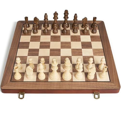 17" Magnetic Wooden Chess Set for Adults Kids