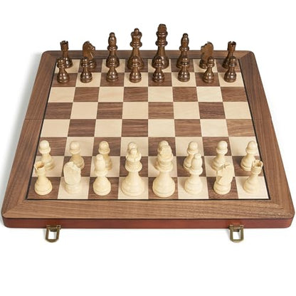 17" Magnetic Wooden Chess Set for Adults Kids
