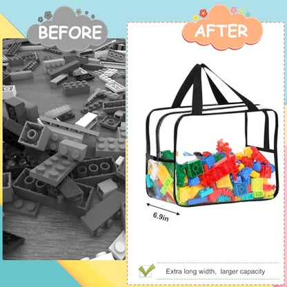 6 Pcs XL Toy Storage Bags Widen Waterproof Clear Toy Organizer with Labels (6 Count)